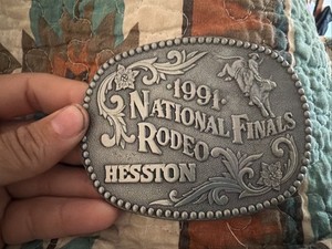 1991 Hesston NFR National Finals Rodeo Cowboy Belt Buckle