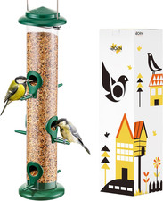 Metal Bird Feeders 6 Ports Hanging Wild Bird Seed Feeder for Mix Seed Blends, Se
