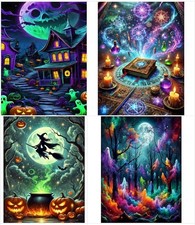 4 Pack Halloween Diamond Art Kits for Adults - Diamond Painting Kits for Adults