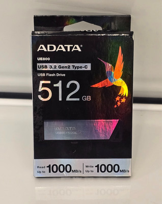  NEW  ADATA 512GB USB Flash Drive, UE800 USB 3.2 Gen2 Type-C