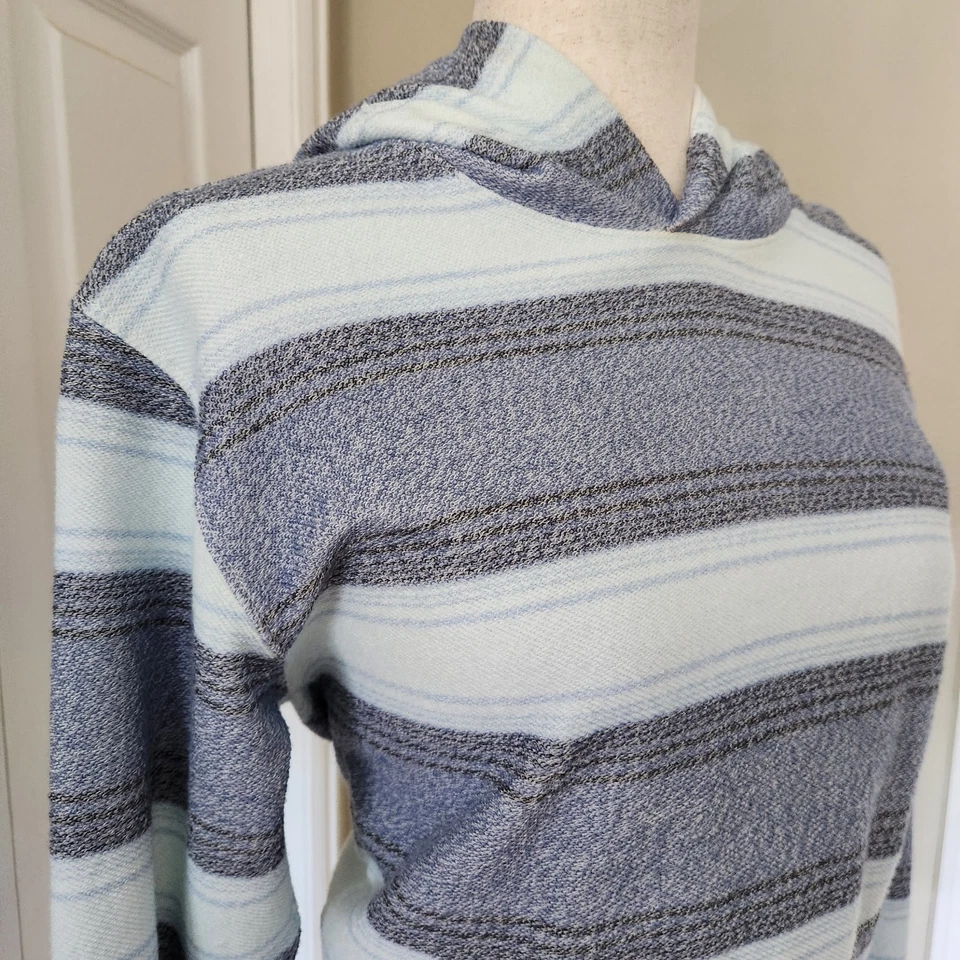 Sudadera con Capucha a Rayas Quiksilver Azul Pullover Bolsillos Mujer S Juvenil XL Foto 3 de 4