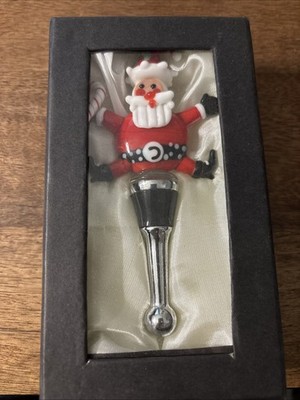 LSArts By Gift Essentials Christmas Happy Santa Wine Bottle Stopper Hostess Gift