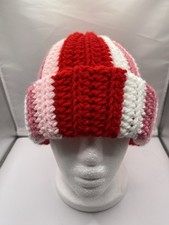 Handmade Crochet Beanie Hat Valentine Colors Acrylic Yarn, Unisex Adult Hat