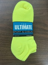 Ladies Neon Yellow Low Cut Socks - 3Pk - size 9-11 Made in USA