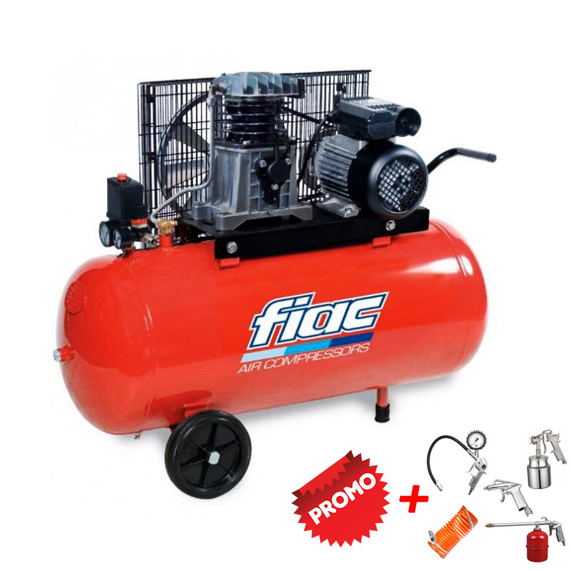 COMPRESSORE ARIA 100 LITRI FIAC COMPLETO DI KIT ARIA COMPRESSA MOD AB 100/268 M