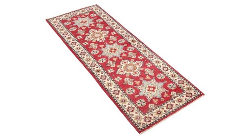 Kazak Teppich 60x170 Handgeknüpft Läufer rot Geometrisch Orientalisch UNIKAT - Picture 4 of 9