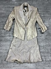 Alex Evening Womens 2 Pc Beige Jacket 6 Beige Metallic Champagne NWT