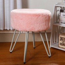 Fluffy Fur Dressing Table Stool Makeup Chair Seat Vanity Bedroom Side Stool UK