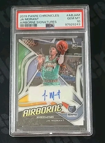 2019 PANINI CHRONICLES AIRBORNE SIGNATURES #/99 JA MORANT ROOKIE AUTO PSA 10 RC