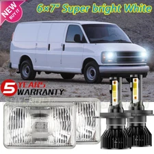 7"x6" H4 LED Black Housing Headlights Lamp For Chevrolet Express 1500 2002 04 06