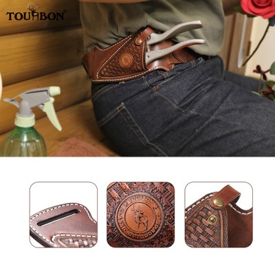 TOURBON Leather Gardening Plier Belt Holder Pruning Pliers Shears Scissors Cover