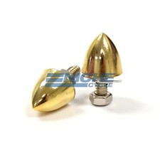 2 Gold Spike Bullet License Plate Frame Bolts Nut Set