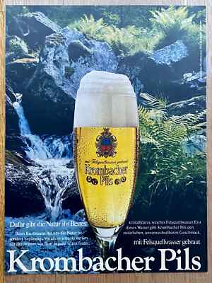 Krombacher Pils mit Felsquellwasser gebraut Original 1982 Vintage Advert Werbung