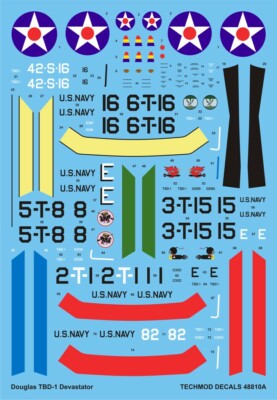 DOUGLAS TBD-1 DEVASTATOR DECALS #48810 1/48 TECHMOD