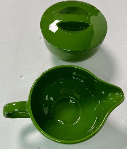Rare ! Vintage MCM Creamer And Covered Sugar Bowl Green Retro - Picture 2 of 9