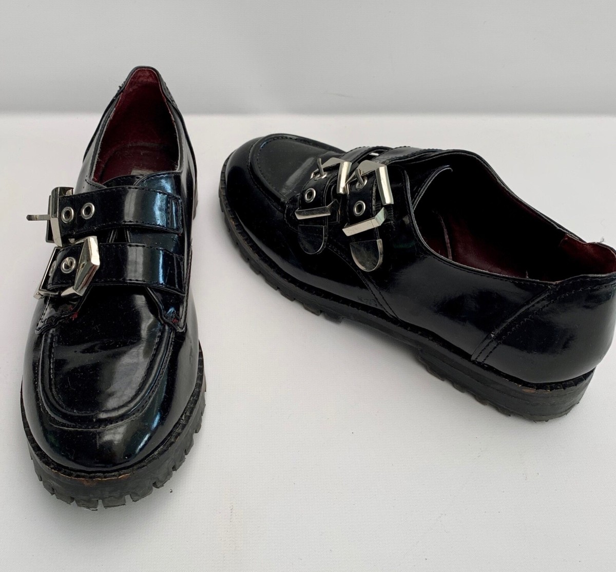 REPORT SIGNATURE BLACK PATENT LEATHER BUXTON CREEPER SILVER REPORT SIGNATURE BLACK PATENT LEATHER BUXTON CREEPER SILVER