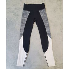 Athleta Leggings Womens Small Black White Colorblock Yoga Workout Athleisure