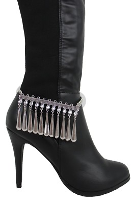 Damenstiefel Stiefel Mit Kette Damen Stiefel Kette Silber Metal