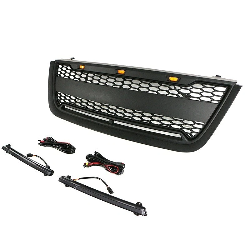 Parrilla delantera negra para Ford Expedition 2003-2006 parrilla superior con luz LED Foto 3 de 4