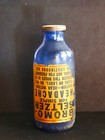 Vintage 8" Cobalt Glass Blue "BROMO SELTZER Emerson Drug Store,label pealing a l — photo 2