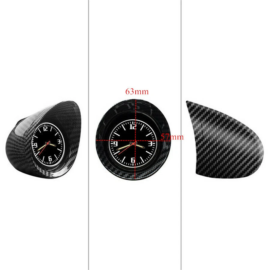 Car SUV Dashboard Clock Round Backlight Display Glossy Carbon Fiber Look Shell - Image 2 of 4