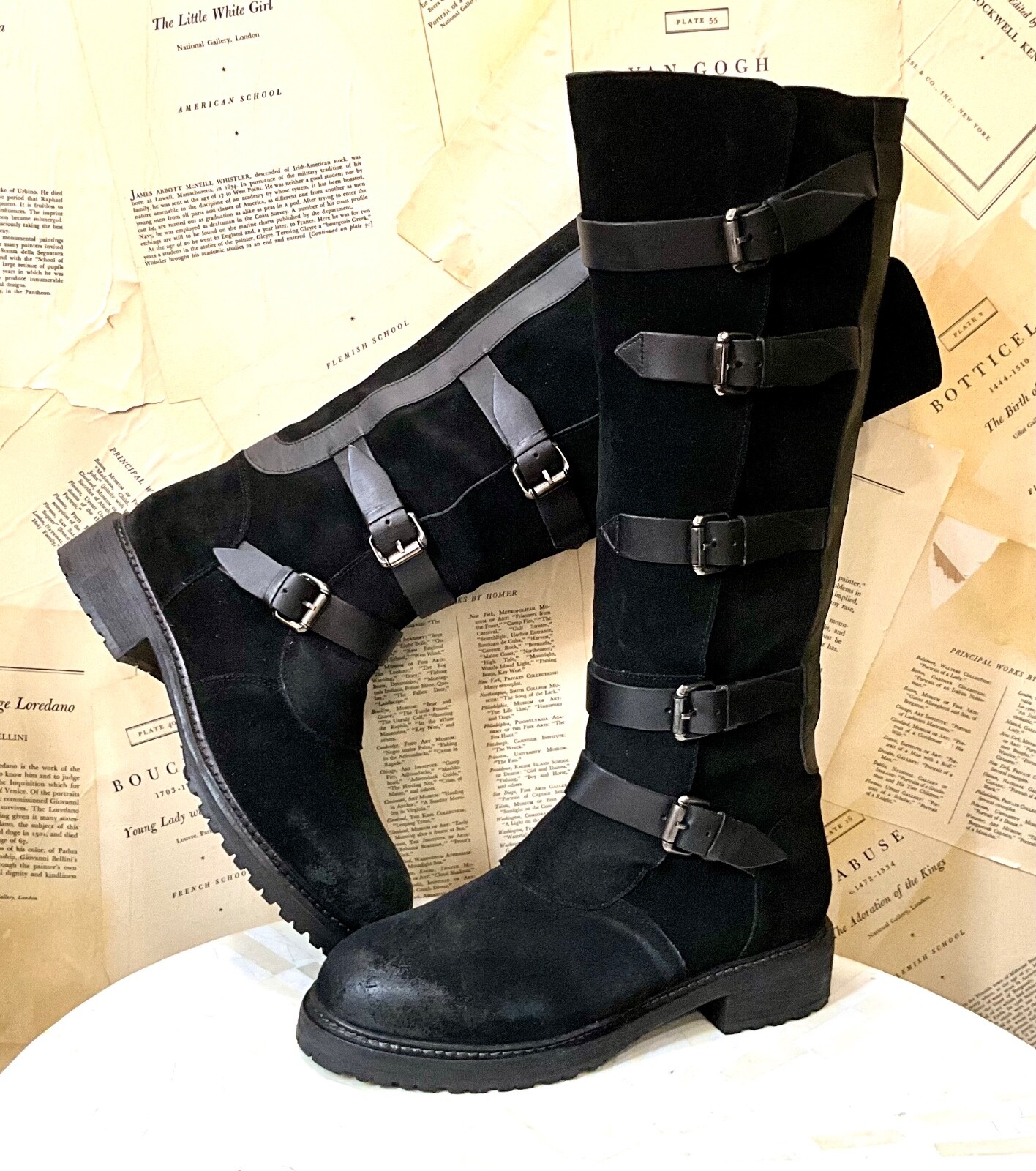 Ботинки Free People Tristie с пряжкой и высокими замшевыми ремешками на подошве с выступами Черные 8 НОВЫЕ
