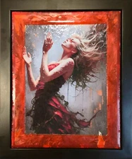 ORIGINAL Framed  Painting- Bathed in Light-  8" X 10"  Modern, Surrealism