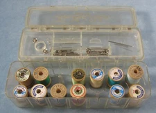 12 Wood Thread Spools in Tidee Maid Deluxe Box- Vintage