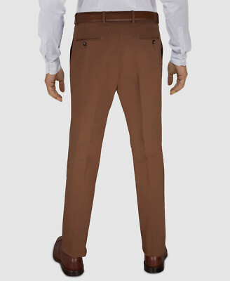 light brown dress pants men Mens Classic Fit Solid Tan Flat Front Wool Dress Pants