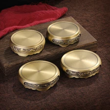 Brass Copper Display Stand Pedestal Carving Round Base Vase Pot Statue Retro Fun