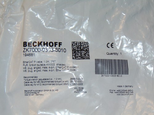 NEW Beckhoff 2K7000-0303-6010 EtherCAT P Cable - 第 3/3 張圖片