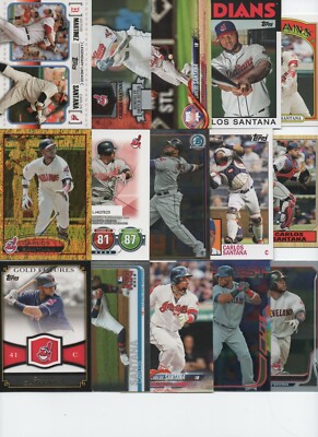 Carlos Santana 28 count BASEBALL Card Lot w/ Inserts CLEVELAND INDIANS 41
