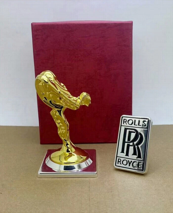 Rolls-Royce Fabuloso Adorno Capucha Mascota Modelo Metal Dorado + Insignia (Oro) -01 Foto 3 de 4