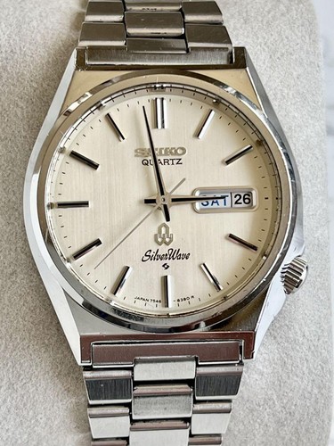 Seiko Silver Wave 7546-8340 Quartz Ivory Dial Day/Date Vintage Men's Watch