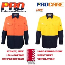 5 pack Hi-Vis Work Shirt vented cotton drill long sleeve Safety WORKWEAR no tape