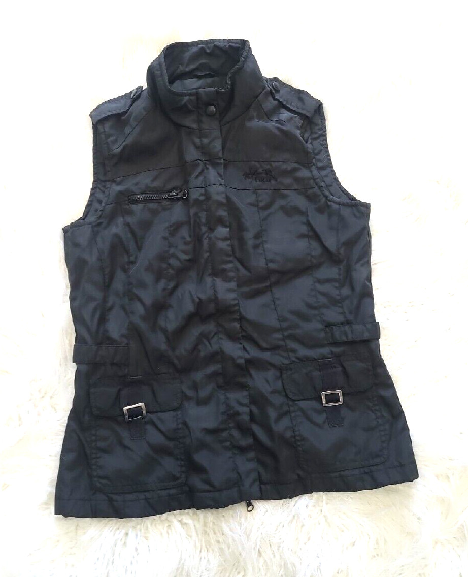 Vest ~ Women's Size S~ Black High Neck Embroidered Logo
