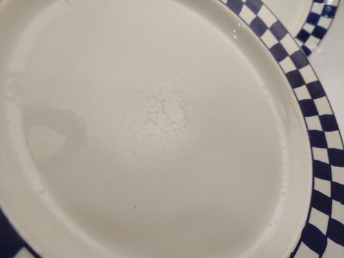 Set of 2 Hartstone Blue Checks 11 1/4" Dinner Plates - Fair Condition - Picture 5 of 12