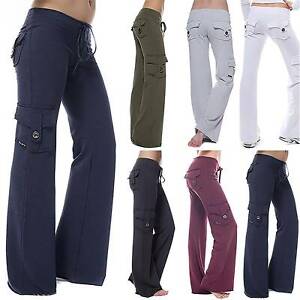 Women Cargo Loose Pants Pockets 