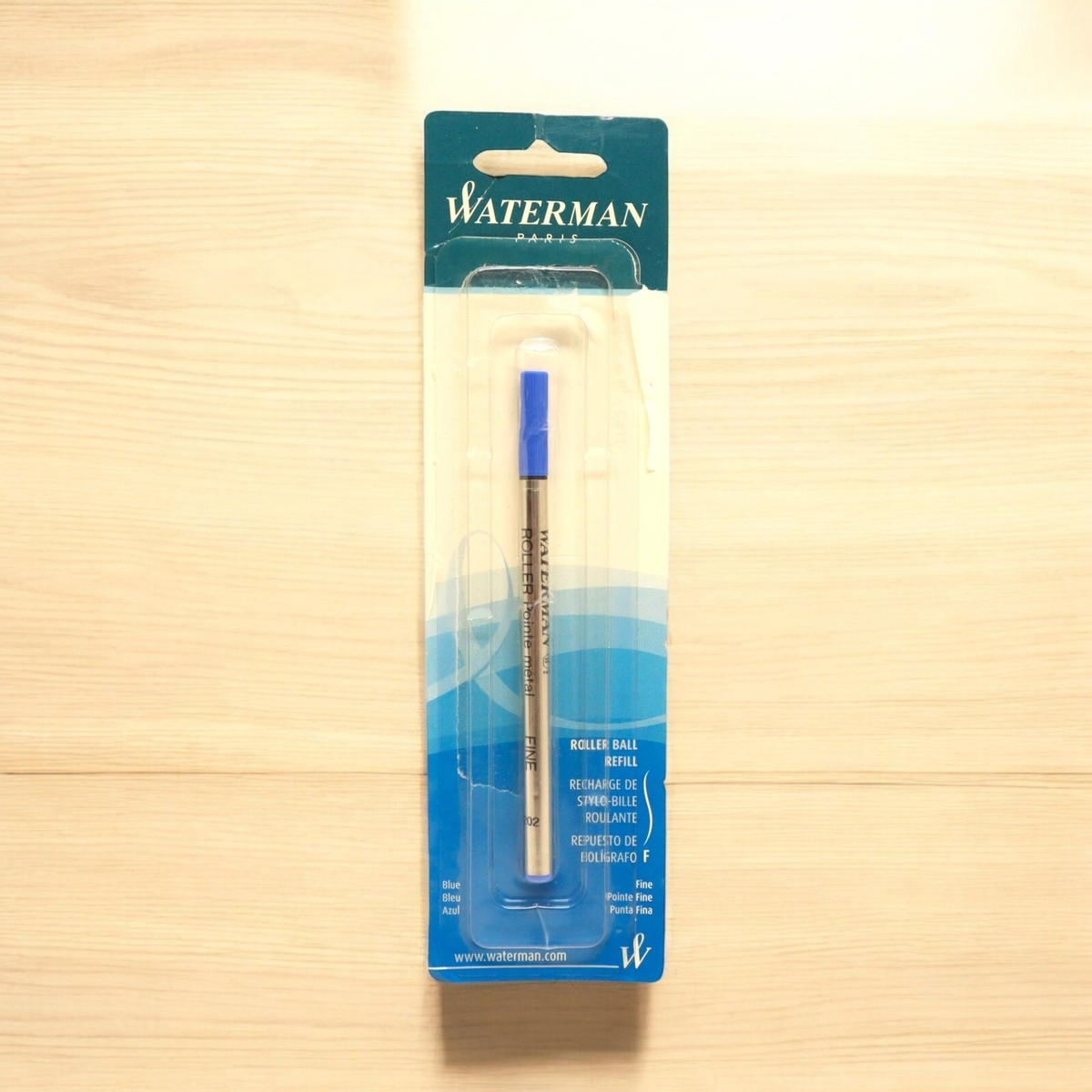 NOS Card Vintage Vivid Blue Fine WATERMAN Ballpoint Pen Ink Refill Germany