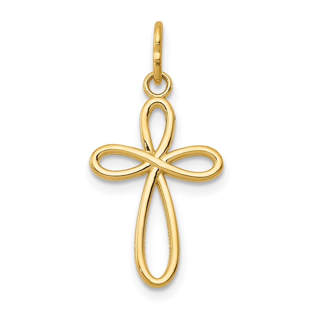 14k Yellow Gold Polished Small Ribbon Cross Pendant 0.35gm L-23mm, W-11.5mm