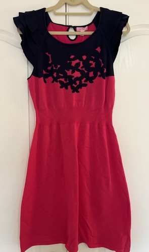 Lilly Pulitzer Kariana Sweater Dress Pink Blue Ruffle Sleeve Size XL - Picture 3 of 5