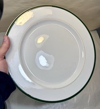 One DUDSON England 12-1/2" FINE CHINA Dinner Plate - EUC - Green Gold Trim