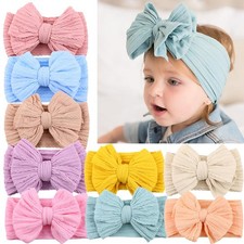 Solid Cable Bow Baby Headband for Child Nylon Layers Headwear Kids Elastic Turba