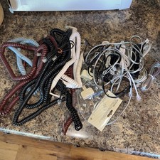 Large Lot of Vintage Telephone Cords And Extenders and 10 curled cords