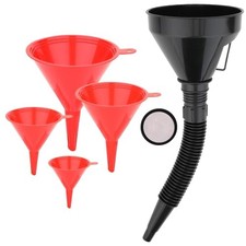 5-Piece Automotive Oil Funnel Set with Flexible Neck, Filter Screen, Wide