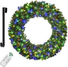 HOYECHI 48inch Lighted Christmas Outdoor Wreath Holiday Decor