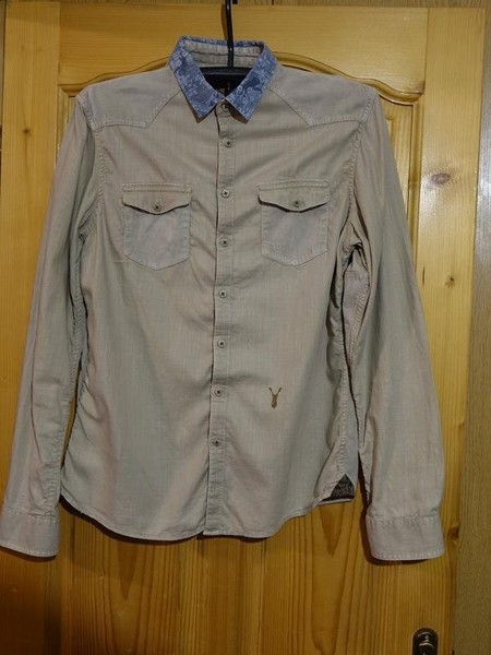 Men Pearly King Shirt Beige Cotton 42 / XL / 50