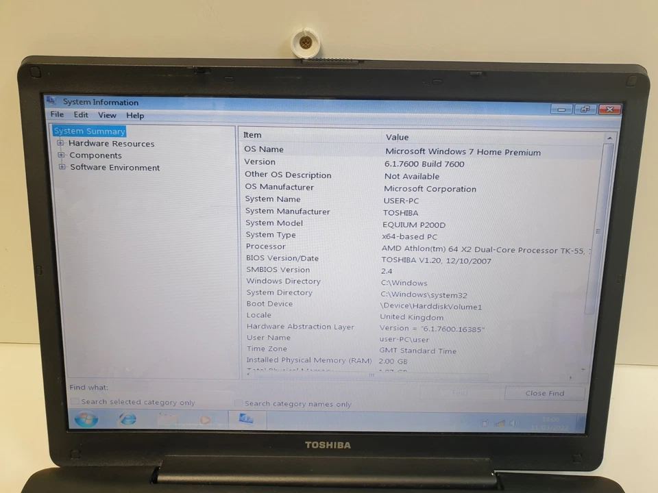 Toshiba Equium P200D-139 17.1" amd 1800mhz 80gb hdd 2gb ram - Image 3 of 4