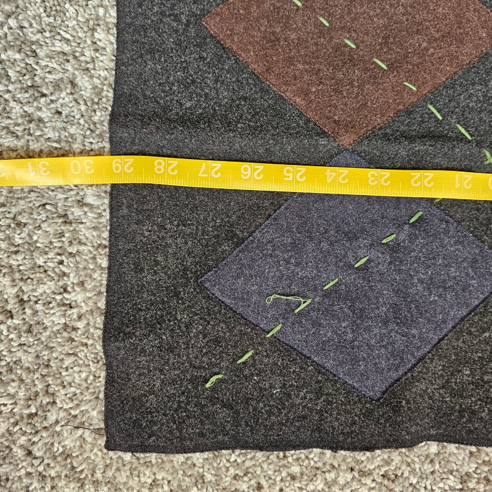 VTG GAP Wool Blend Scarf Rectangular Argyle Embro… - image 5