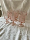 Vintage Indiana Glass Pink Madrid Depression Glass Goblets Set of 6 – 6.5 Inch